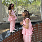 Bae Co-Ords Set Twinning Dresses for Mother and Daughter| Rose Pink| Linen and Laces