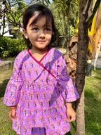 Cotton Girls Frock Purple Boota