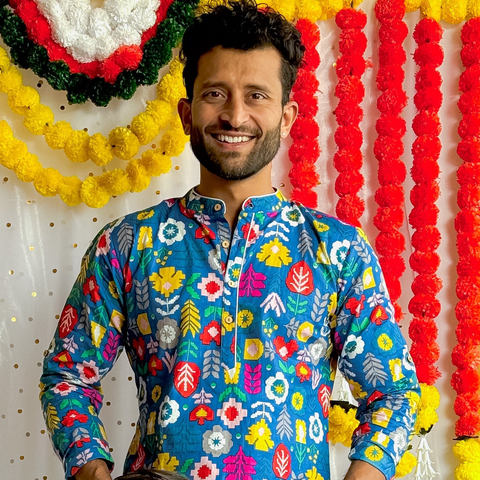 Stylish Twinning Ethnic Wear for Father and Daughter| Blue Patola| Pure Cotton