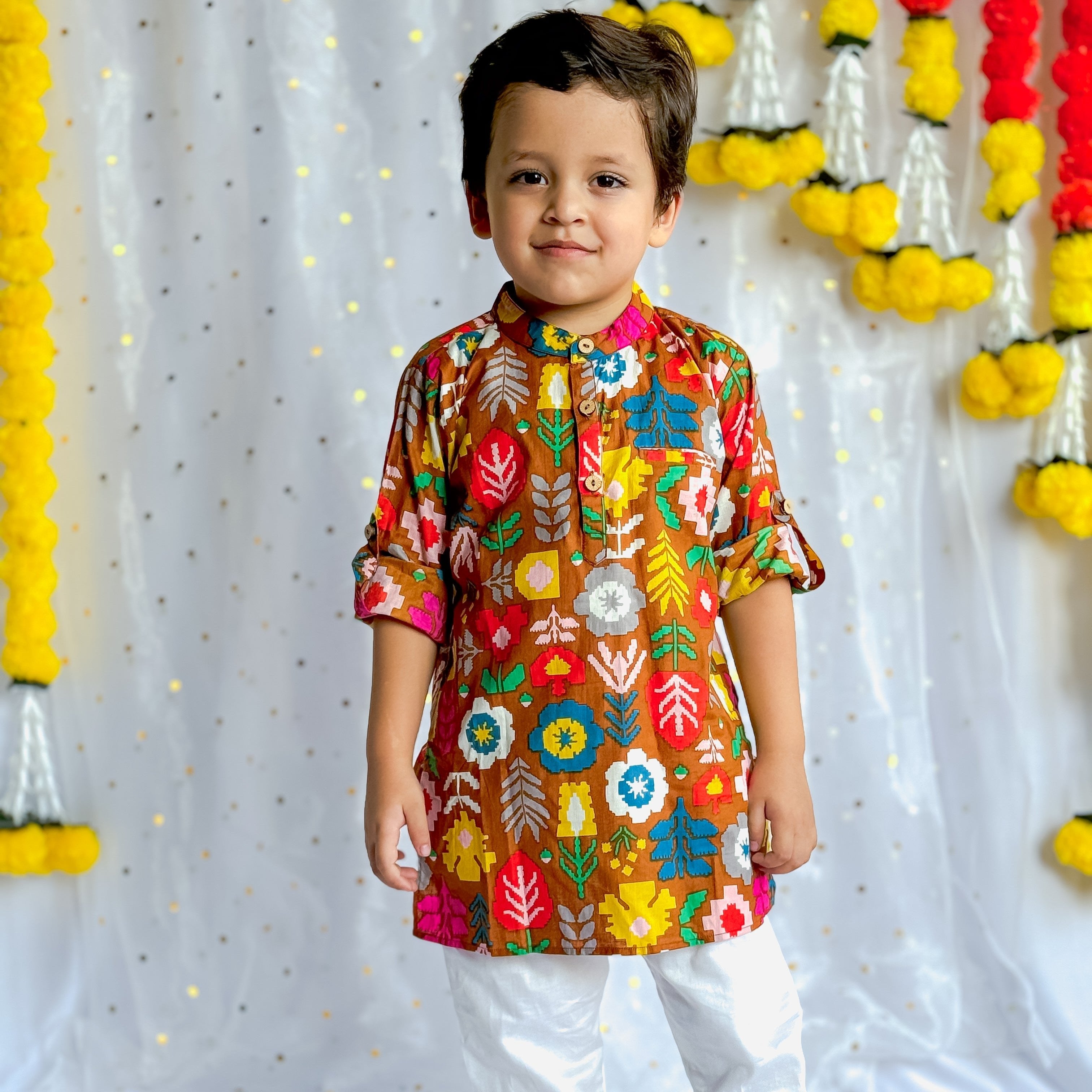 Kids Matching Twinning Attire| Mustard Patola| Pure Cotton