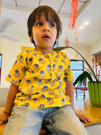 Cotton Yellow Boota Sibling Twinning Outfits