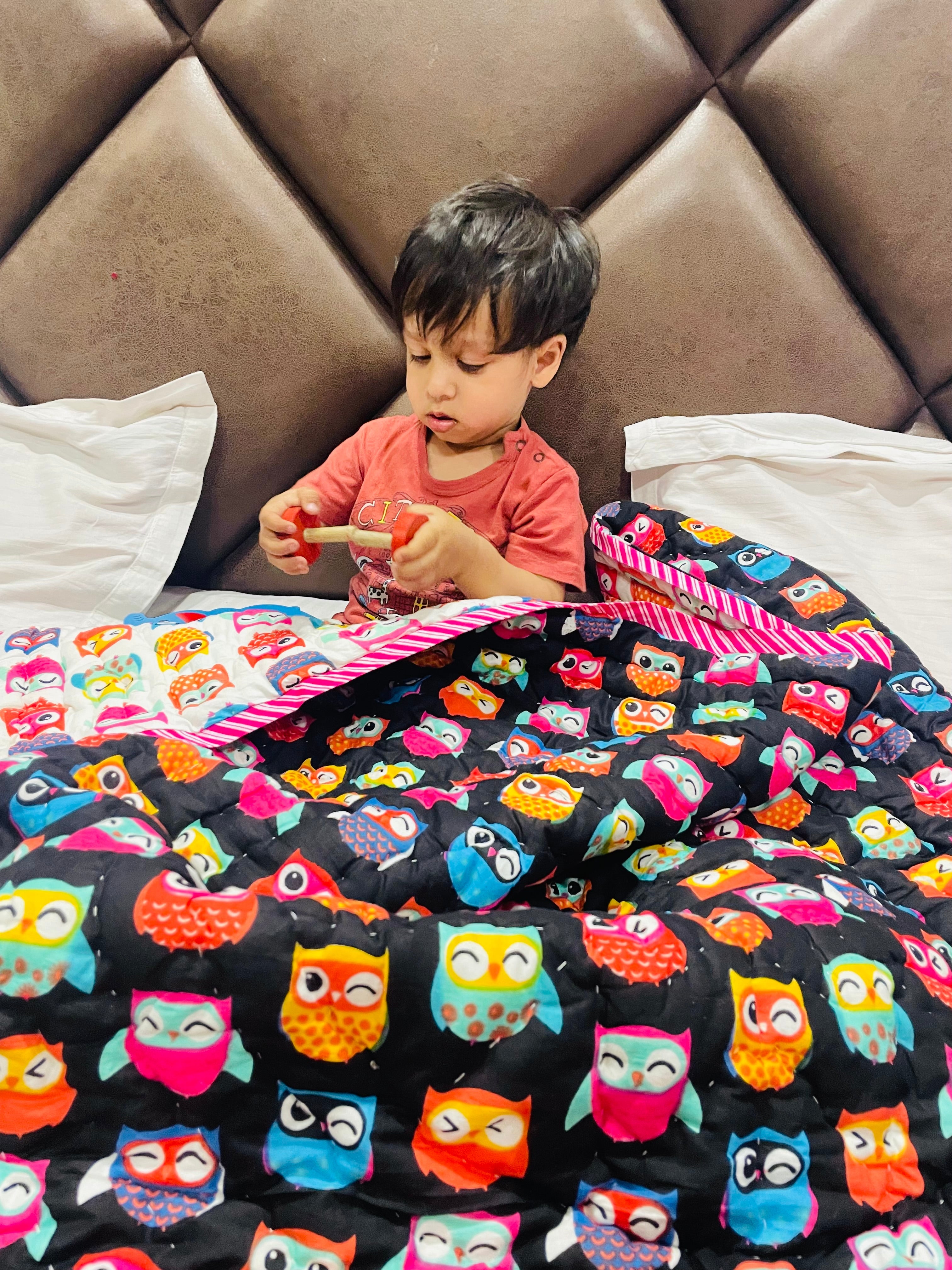 Reversible Character Quilt- Midnight Owl- Black & White