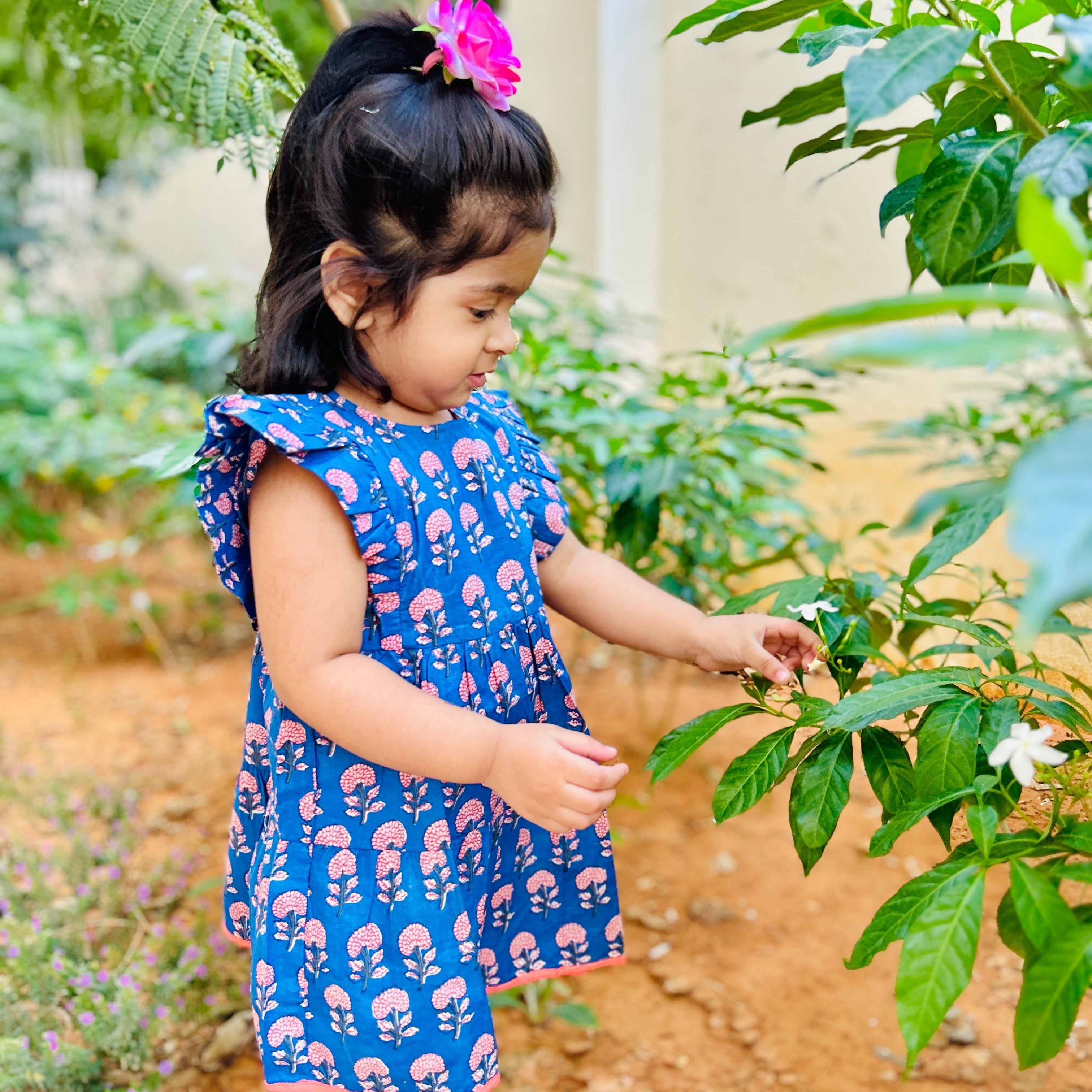 Cotton Girls Frock Blue Boota