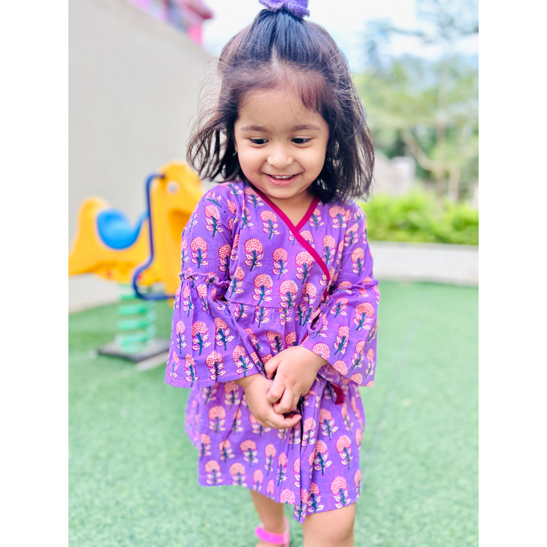 Cotton Purple Boota Sibling Twinning Outfits