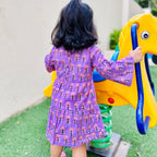 Cotton Girls Frock Purple Boota