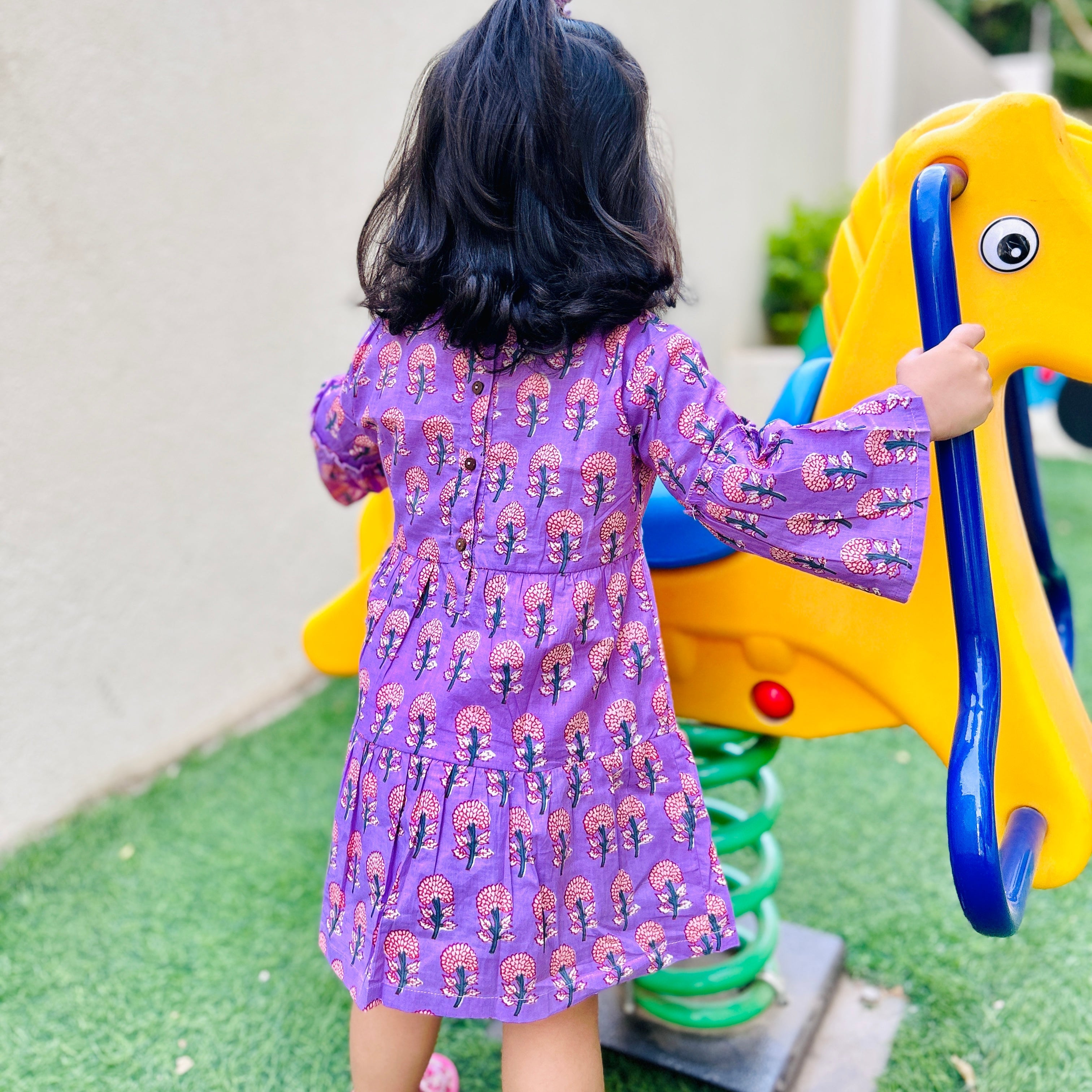 Cotton Girls Frock Purple Boota