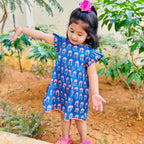 Cotton Girls Frock Blue Boota