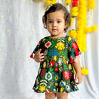 Cotton Festive Dress for Girls| Green Patola| Pure Cotton