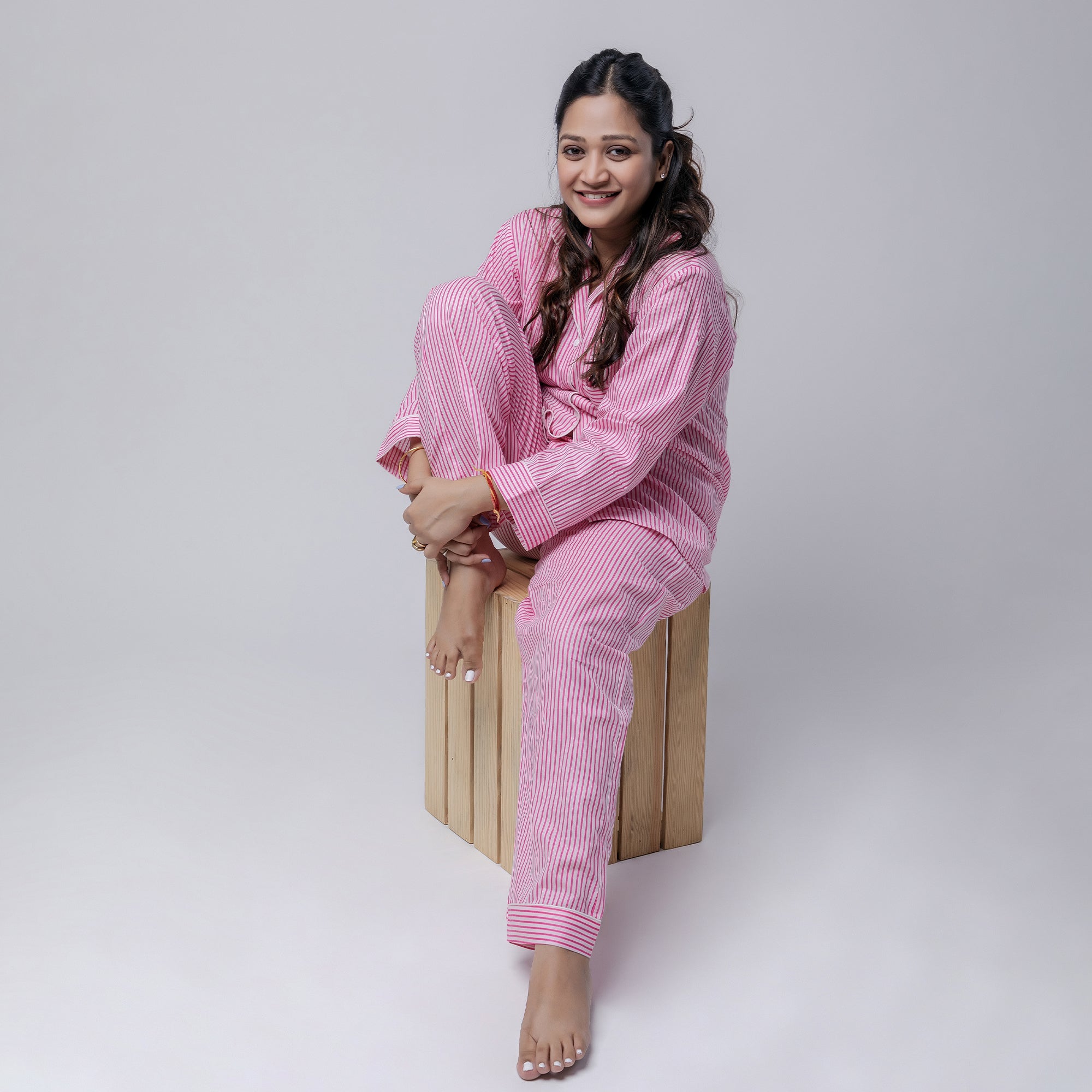 Sunday Stripes| Adult Nightsuits Set |Pure Cotton