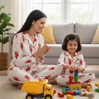 Red Lobster Twinning Nightsuit Set| Pure Cotton