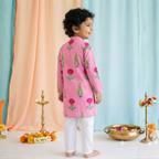 Candy Pink Painted Garden Kurta Pajama Set| Pure Cotton
