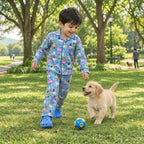 Puppy Love | Blue | Kids Night suit Set | Pure Cotton