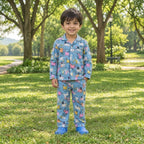 Puppy Love | Blue | Kids Night suit Set | Pure Cotton