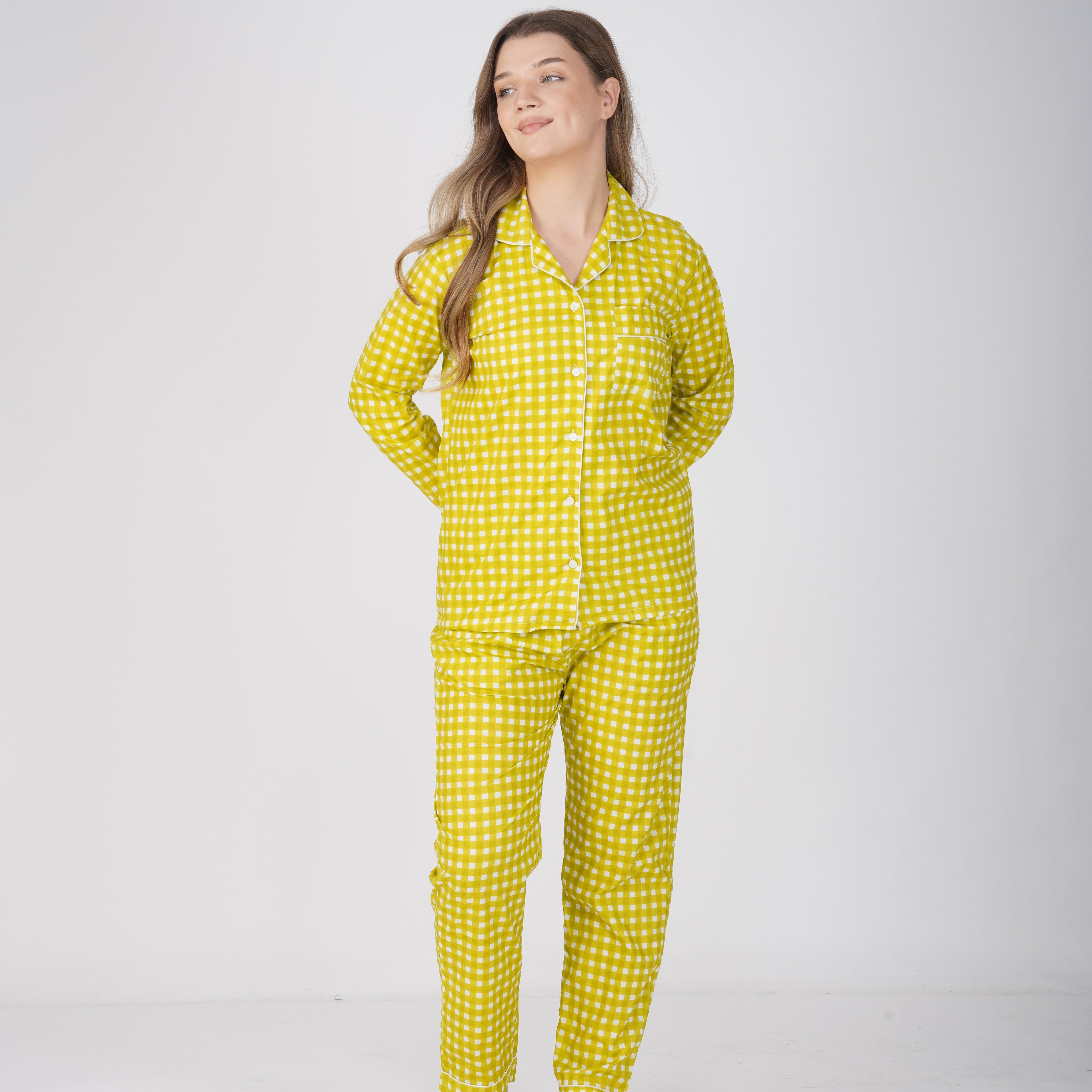 Green Paradise| Adult Nightsuit Set| Pure Cotton
