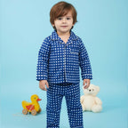 Blue Checkerboard | Kids Nightsuit Set |Pure Cotton