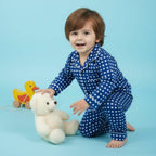 Blue Checkerboard | Kids Nightsuit Set |Pure Cotton