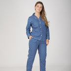 Blue Checkerboard| Adult Nightsuit Set| Pure Cotton