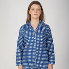 Blue Checkerboard| Adult Nightsuit Set| Pure Cotton