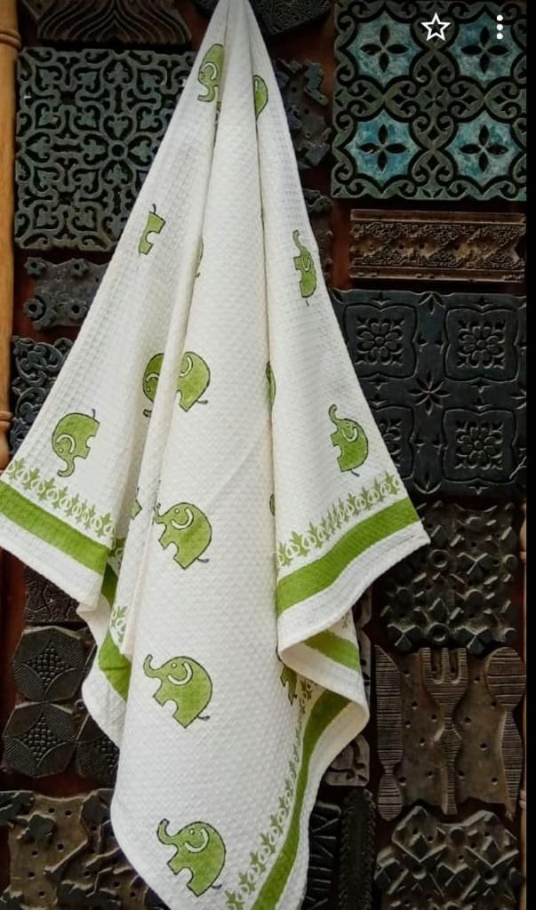 Green Elephants Bath Towel