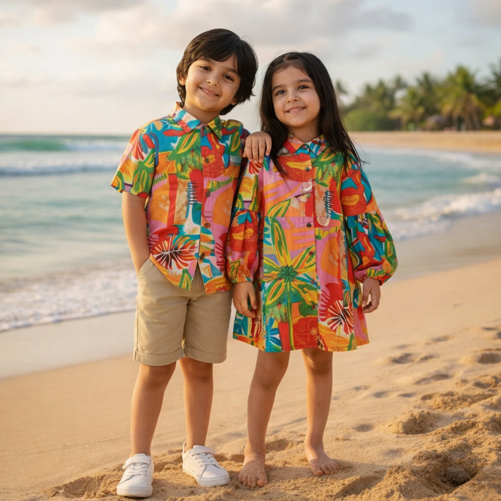 Cotton Birthday party sibling twinning outfits