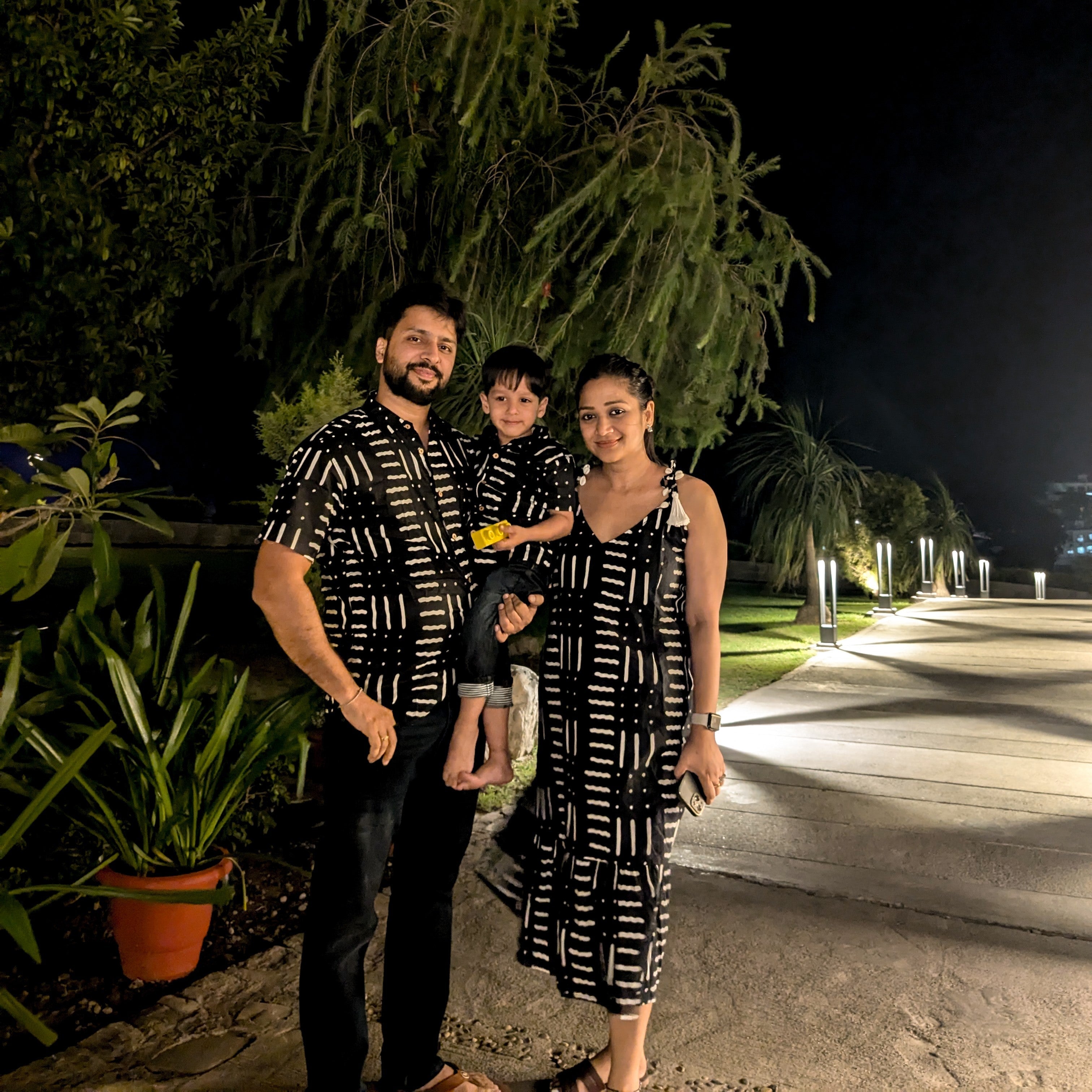 Black Party Waves |Family Twinning (Baby Boy): Match in Style! | Pure Cotton