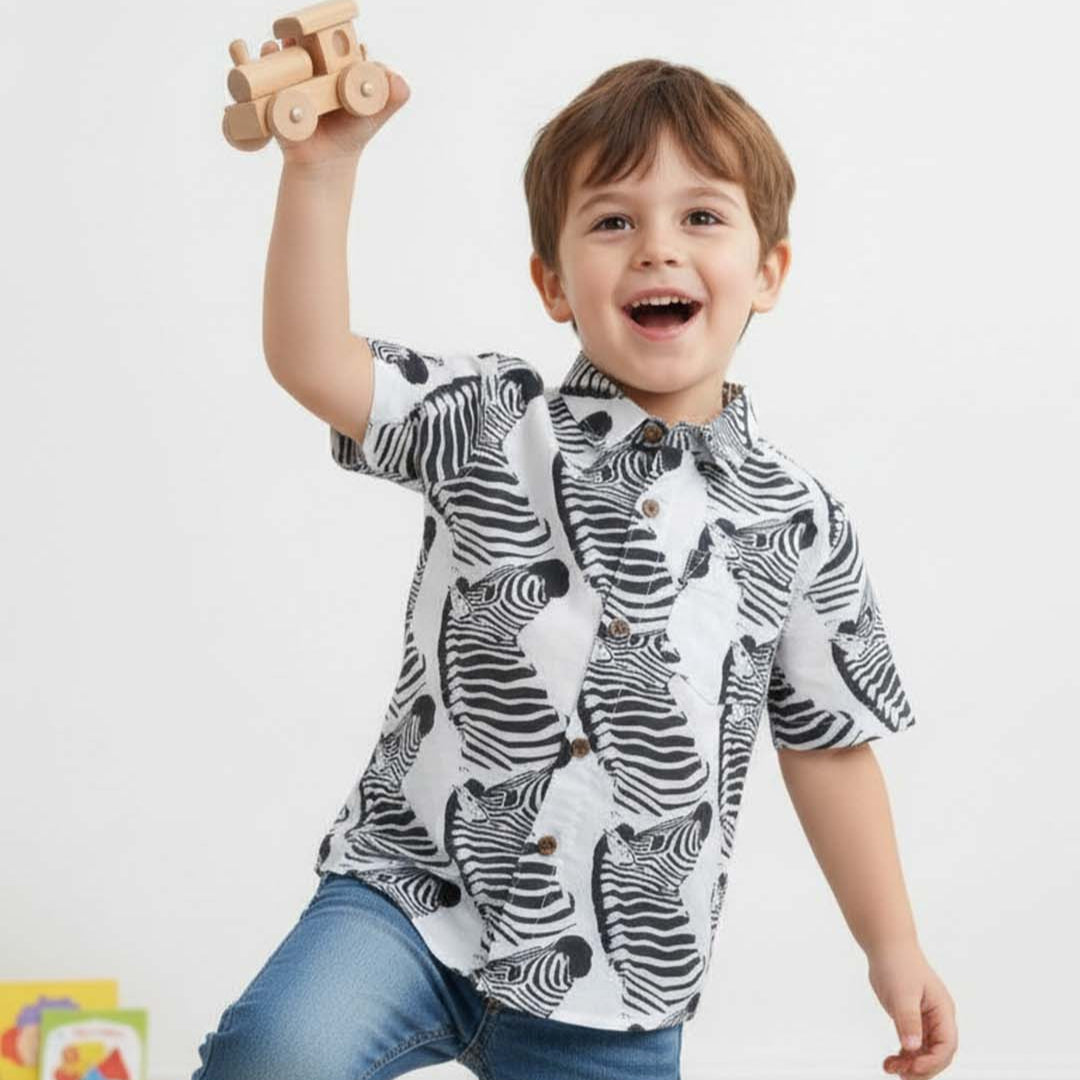 Cotton Boys Shirt Zebra