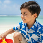 Cotton Boys Kids Shirt Flower Power Blue