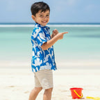 Cotton Boys Kids Shirt Flower Power Blue