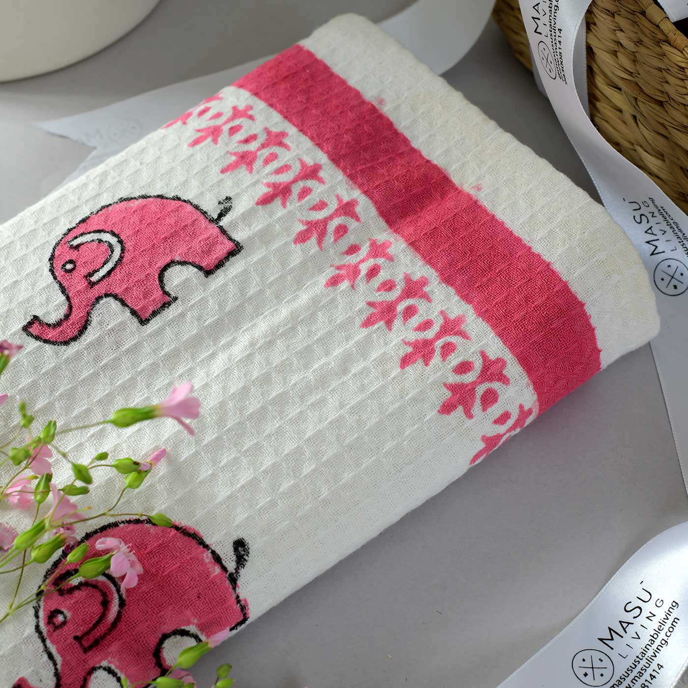 Pink Elephant Bath Towel
