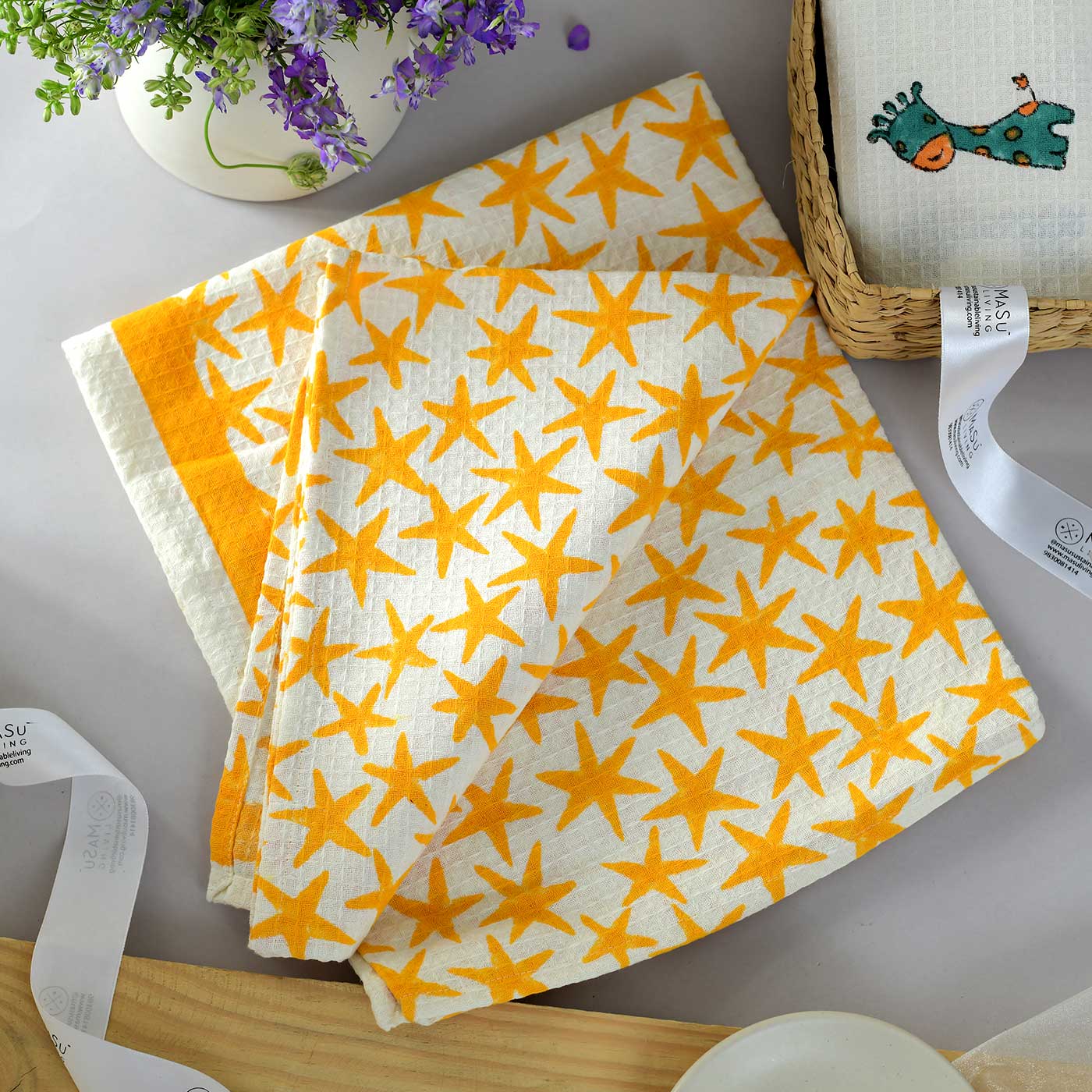 Yellow Stars Kids Bath Towel