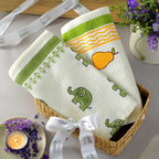 Yellow Pear & Green Elephant Bath Towel- Set of 2
