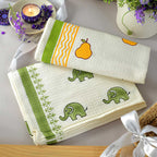 Yellow Pear & Green Elephant Bath Towel- Set of 2