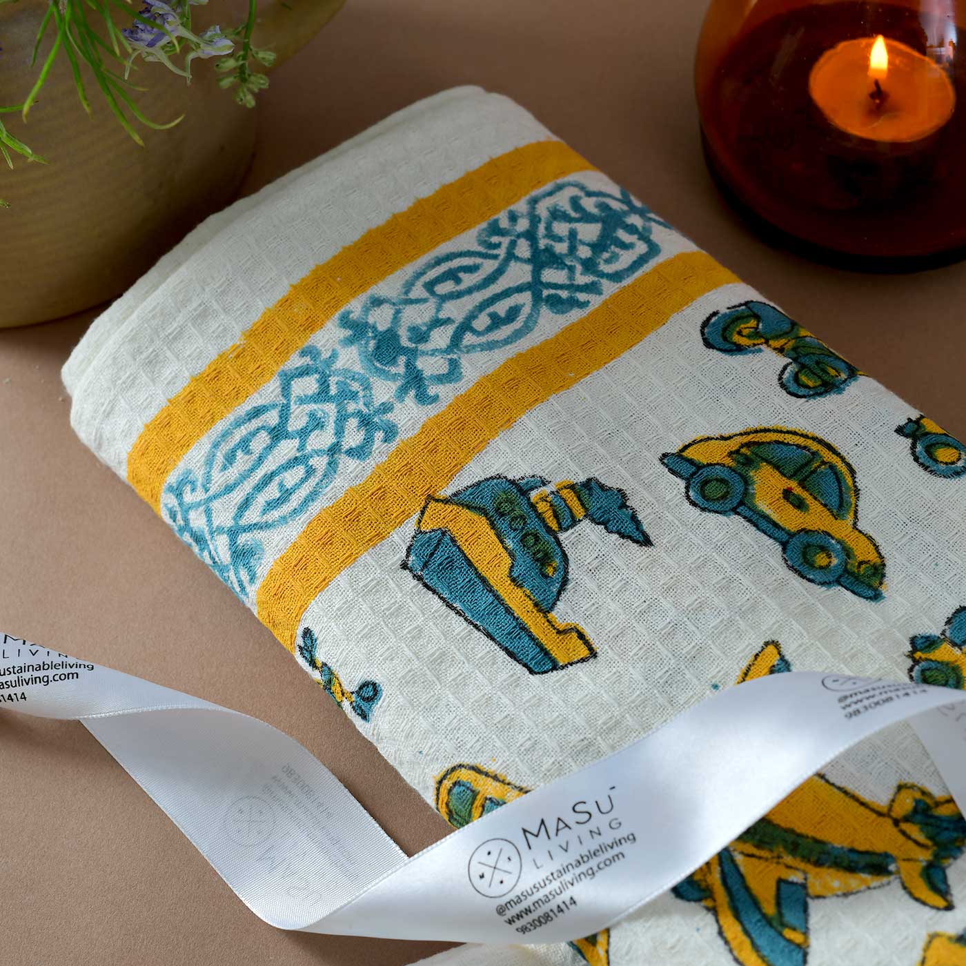 Vehicles & Giraffe Bath Towel- Set of 2