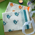 Blue Bird & Orange Birdie Bath Towel- Set of 2