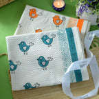Blue Bird & Orange Birdie Bath Towel- Set of 2