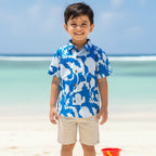 Cotton Boys Kids Shirt Flower Power Blue