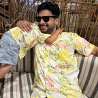 Beach Twinning Outfit for Father and Son |Yellow Flamingos| Pure Cotton