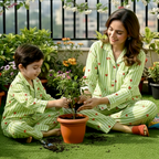Green Hearts Twinning Nightsuit Set| Pure Cotton